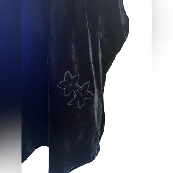 2000s Y2K Witchy Blouse Black Velvet Fairy Grunge Slinky 1X Whimsigoth Victorian - Picture 5 of 11